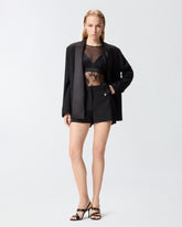 Maglia body in tulle e pizzo - | Pinko