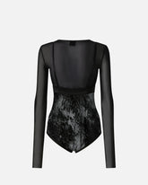 Maglia body in tulle e pizzo - | Pinko