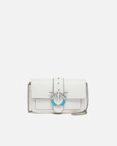 Mini Love Bag One Pocket shoulder bag in leather with turquoise buckle - | Pinko