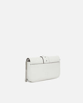 Mini Love Bag One Pocket shoulder bag in leather with turquoise buckle - White | Pinko