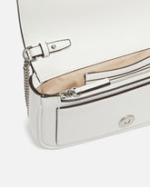 Mini Love Bag One Pocket shoulder bag in leather with turquoise buckle - White | Pinko