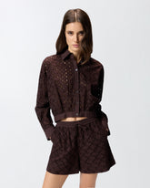 Camicia cropped con ricamo sangallo - | Pinko
