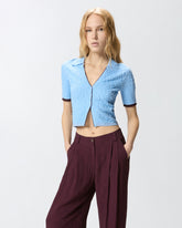 Cardigan cropped a polo jacquard - | Pinko