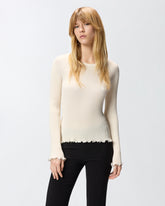 Maglia a costine con bordi gioiello - | Pinko