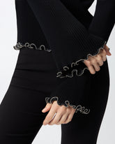 Maglia a costine con bordi gioiello - | Pinko