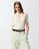 Maglia a costine con bordi gioiello - | Pinko