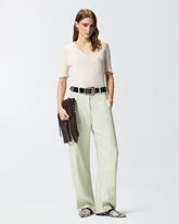 Maglia a costine con bordi gioiello - | Pinko