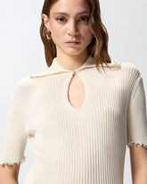 Maglia a costine con bordi gioiello - | Pinko