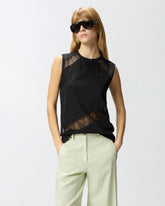Top smanicato con dettagli in pizzo - | Pinko