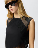 Top smanicato con dettagli in pizzo - | Pinko