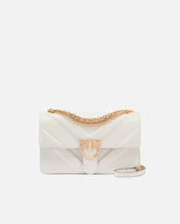 Love Bag One medium shoulder bag in chevron leather and nappa with triple chain - White | Pinko
