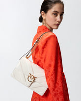 Love Bag One medium shoulder bag in chevron leather and nappa with triple chain - White | Pinko