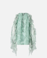 Blusa in seta con stampa rose e spalle scoperte - | Pinko