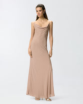 Robe lingerie longue à strass - | Pinko