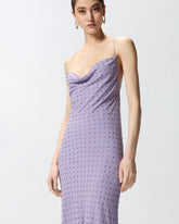 Robe lingerie longue à strass - | Pinko