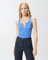 Top smanicato a costine con monogram - | Pinko