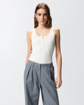 Top smanicato a costine con monogram - | Pinko
