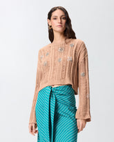 Maglione traforato con dettagli gioiello - | Pinko