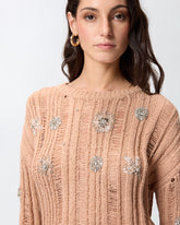 Maglione traforato con dettagli gioiello - | Pinko