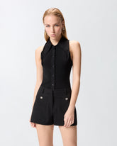 Top con nodo a bandana e bottoni - | Pinko