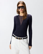 Maglia leggera a coste con trasparenze - | Pinko