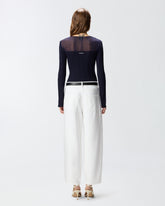 Maglia leggera a coste con trasparenze - | Pinko