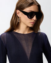 Maglia leggera a coste con trasparenze - | Pinko