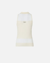 Canotta a polo in maglia a coste - | Pinko