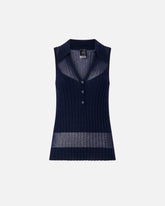 Canotta a polo in maglia a coste - | Pinko