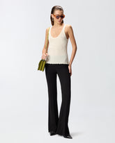 Top a canotta a costine con logo - | Pinko