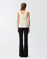 Top a canotta a costine con logo - | Pinko