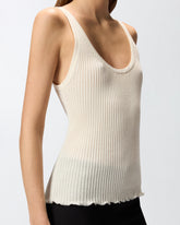 Top a canotta a costine con logo - | Pinko
