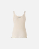 Top a canotta a costine con logo - | Pinko