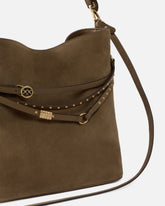 Belt Bag medium shoulder bucket bag in suede - | Pinko