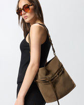 Tσάντα πουγκί ώμου μετρίου μεγέθους Belt Bag από σουέτ - | Pinko