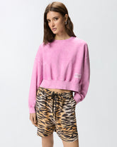 Felpa cropped con etichetta logata - | Pinko