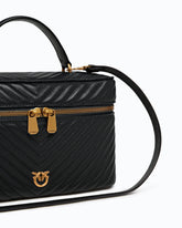 Medium beauty case with shoulder strap in chevron nappa - | Pinko