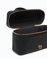 Medium beauty case with shoulder strap in chevron nappa - | Pinko