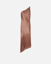 Satin one-shoulder mini dress with fringing - | Pinko