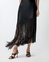 Abito corto monospalla in satin con frange - | Pinko