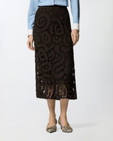 Geometric crocheted midi skirt - | Pinko