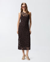 Abito midi senza maniche in crochet geometrico - | Pinko