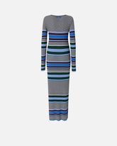 Robe longue ajustée en maille à rayures - | Pinko