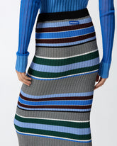 Calf-length striped knit slim-fit skirt - | Pinko