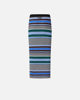 Gonna longuette aderente in maglia a righe - Multicolor Nero-Azzurro | Pinko