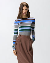 Multicoloured striped sweater - Multicolor Black-Light Blue | Pinko