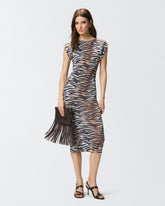 Abito midi a tubino con stampa animalier - Multicolor Nero-Beige | Pinko