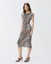 Sheath midi dress with animal print - | Pinko