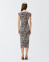 Abito midi a tubino con stampa animalier - | Pinko