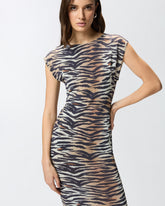 Abito midi a tubino con stampa animalier - Multicolor Nero-Beige | Pinko